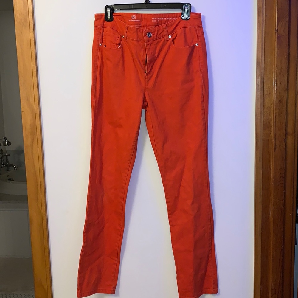 Vermillion Orange-Red Straight Leg Jeans